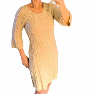 Anthropologie Kenji Alpaca Cotton Cable Knit Sweater Dress Size S